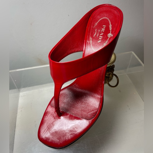 PRADA Patent leather slides red sz 36 made in italy - Picture 11 of 16